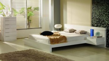 White or Black Lacquer High Gloss Finish Modern Bedroom Set [VGBS-Alaska-White]