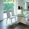 White Ultra Modern Dining Table w/Two Pedestal Legs & Glass Top