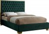 Lana Upholstered Bed in Green Velvet Fabric - Meridian w/Options