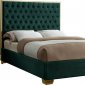 Lana Upholstered Bed in Green Velvet Fabric - Meridian w/Options