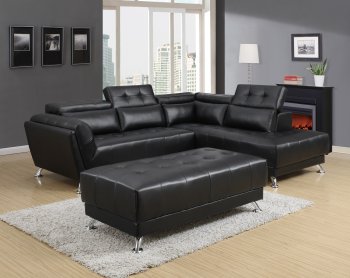 U8859 Sectional Sofa in Black Bonded Leather by Global w/Options [GFSS-U8859-BL]