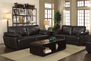 Zenon Sofa & Loveseat 551101 in Dark Brown Leatherette - Coaster [CRS-551101-Zenon]