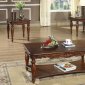 Rich Walnut Finish Traditional 3Pc Coffee Table w/Cocktail Shelf