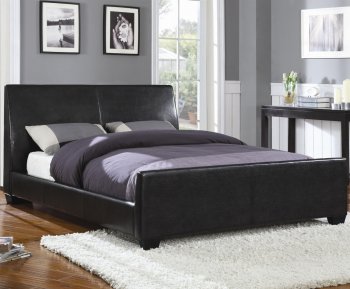 300250Q Upholstered Bed in Black Faux Leather by Coaster [CRB-300250Q]