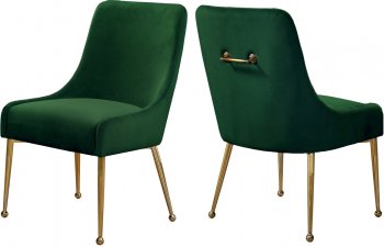 Owen Dining Chair 744 Set of 2 Green Velvet Fabric by Meridian [MRDC-744 Owen Green]