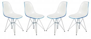 Cresco Set of 4 Dining Chairs CR19WBU- White & Blue - LeisureMod [LMDC-CR19WBU-Cresco Wht/Blue]