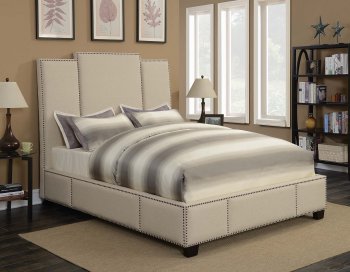 Lawndale Upholstered Bed 300796 in Beige Fabric by Coaster [CRB-300796-Lawndale Beige]