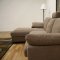 Tan Twill Fabric Modern Sectional Sofa w/Black Wooden Legs