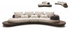 Beige & Brown Fabric & Leather Modern Sectional Sofa w/Chaise