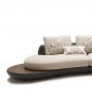 Beige & Brown Fabric & Leather Modern Sectional Sofa w/Chaise