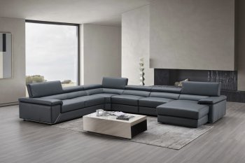 Kobe Sectional Sofa in Blue Gray Premium Leather by J&M [JMSS-Kobe Blue Gray]