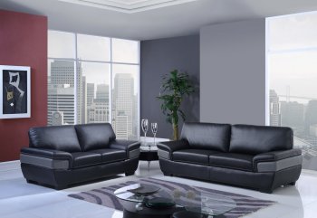 U7230 Sofa in Black & Grey Bonded Leather by Global w/Options [GFS-U7230 Black Dark Grey]