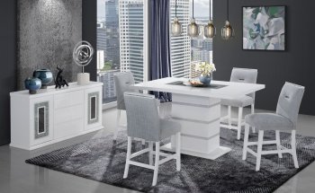 Monaco Bar Table 5Pc Set White by Global w/Monaco Barstools [GFDS-Monaco-WHT-REC-BT-BS]