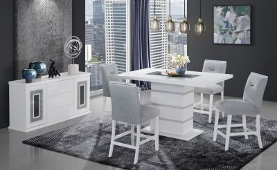 Monaco Bar Table 5Pc Set White by Global w/Monaco Barstools