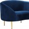 Ritz Sofa 659 in Navy Velvet Fabric by Meridian w/Options