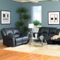 Black Bonded Leather Modern Reclining Living Room Sofa w/Options