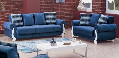 Montreal Sofa Bed in Blue Fabric by Empire w/Options