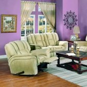 Beige Microfiber Contemporary Living Room W/Reclining Seats