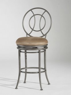 Silver Tone Frame & Taupe Suede Seat Set of 2 Barstools