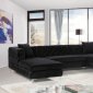 Gail Sectional Sofa 664 in Black Velvet Fabric by Meridian