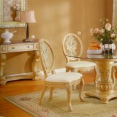 Antique White Finish Dinette Table w/Glass Top