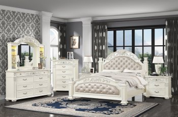 Platinum Bedroom Set 5Pc in White [ADBS-Platinum White]