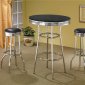 Black Table Top & Chrome Base Modern 3Pc Bar Set