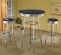 Black Table Top & Chrome Base Modern 3Pc Bar Set