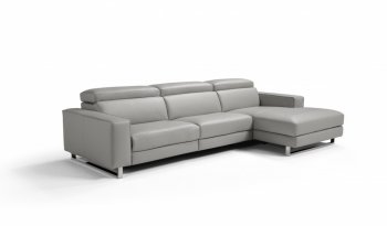 Augusto Power Motion Sectional Sofa Light Grey Leather Whiteline [WLSS-Augusto Light Grey]