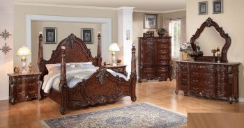 Luxor Traditional Style 5Pc Bedroom Set in Brown w/Options [ADBS-Luxor]