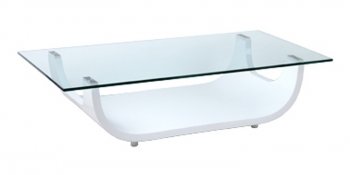 Saly Coffee Table in White w/Glass Top & Options by Whiteline [WLCT-Saly White]