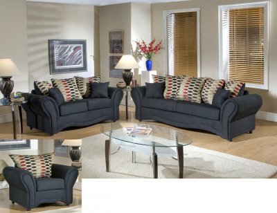 Onyx Fabric Traditional Sofa & Loveseat Set w/Optional Chair