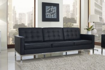 Loft Leather Sofa in Black by Modway w/Options [MWS-Loft Black]