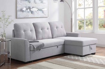 Amboise Sectional Sofa 55550 in Light Gray Fabric by Acme [AMSS-55550 Amboise]