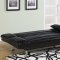 Black Faux Leather Modern Convertible Sofa Bed w/Metal Legs