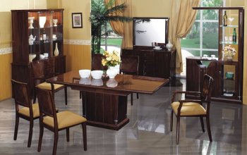 Mahogany Color High Gloss Finish Contemporary Dining Set [PKDS-DT186M]