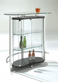 Clear Glass Contemporary Bar Table W/Cromed Metal Frame [EFBF-DM3009]