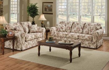 Entice Rose Fabric Upholstery Sofa and Loveseat Set [UDS-1673]