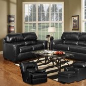 Black Bonded Leather Modern Sofa & Loveseat w/Optional Items