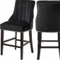 Oxford Counter Stool 722 Set of 2 Black Velvet Fabric - Meridian