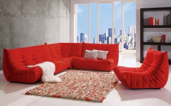 Red Micro Suede Modern Sofa & Loveseat Set w/Options [CVS-Camilla-Red]