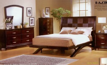 Espresso Finish Modern Bedroom w/Optional Case Goods [MABS-Bastion]