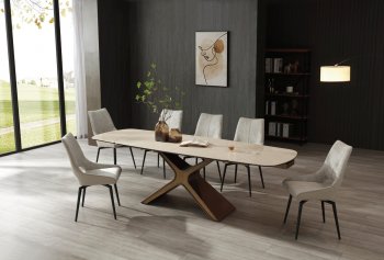 9368 Dining Table Taupe by ESF w/Optional 1239 Beige Chairs [EFDS-9368-Taupe 1239-Beige]