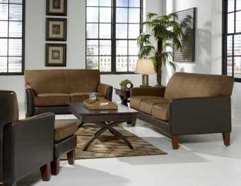 Mocha Microfiber Casual Living Room Sofa w/Brown Bycast Base [HES-9913MP-Petite]