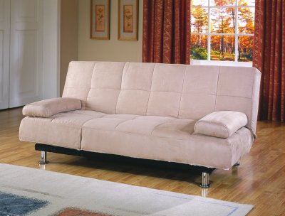 Peat Microfiber Contemporary Sofa Bed Convertible Lounger