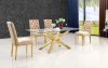 Capri Glass Top Dining Table 716 in Golden Tone Finish w/Options