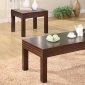 Cherry Brown Finish Elegant Modern 3PC Coffee Table Set