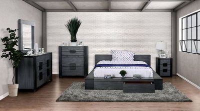 Janeiro Rustic Bedroom w/Storage Bed CM7629GY in Gray w/Options