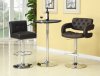 Silver & Black Trim Top Modern 3 Pc Bar Set w/Metal Base