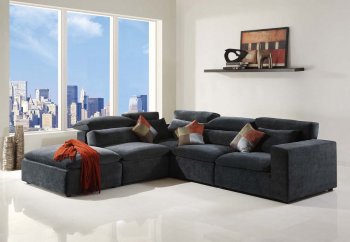 Dark Grey Fabric Modern Stylish Sectional Sofa [CVSS-Tuxedo]